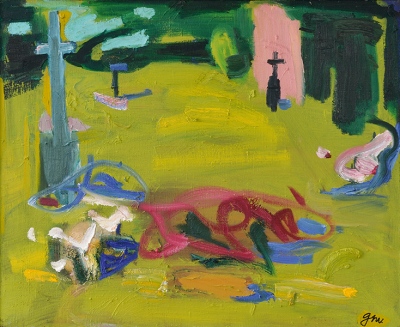&quot;Kapu dārzs&quot; Audekls / eļļa, 63x70 cm &quot;The Graveyard&quot; Canvas / oil, 63x70 cm
